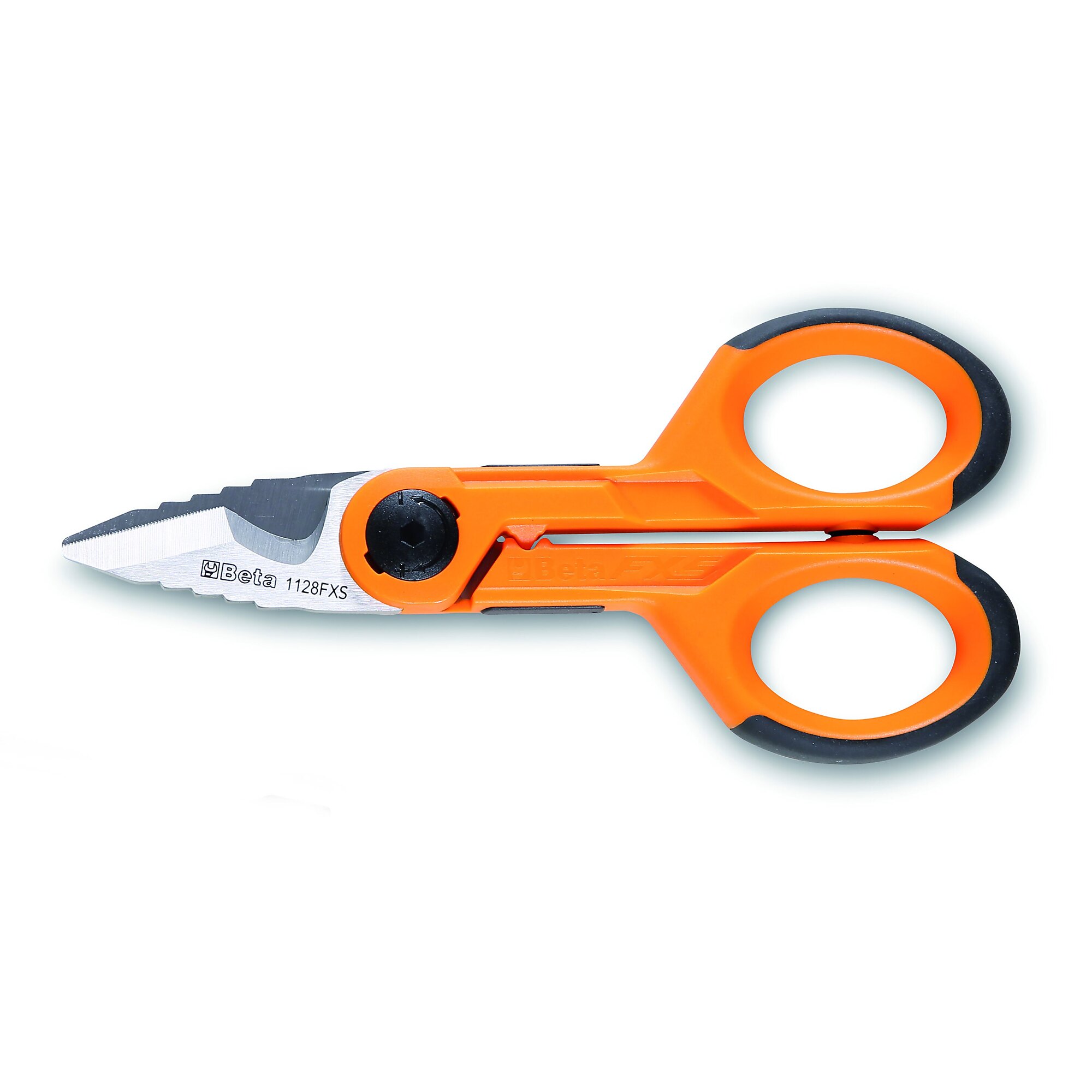Beta Electrician's Scissors — 5.7in. Length, Stainless Steel Blades, Micro-Teeth, Cable Cutting Groove, Graduated Milling Profiles, Model# 1128FXS